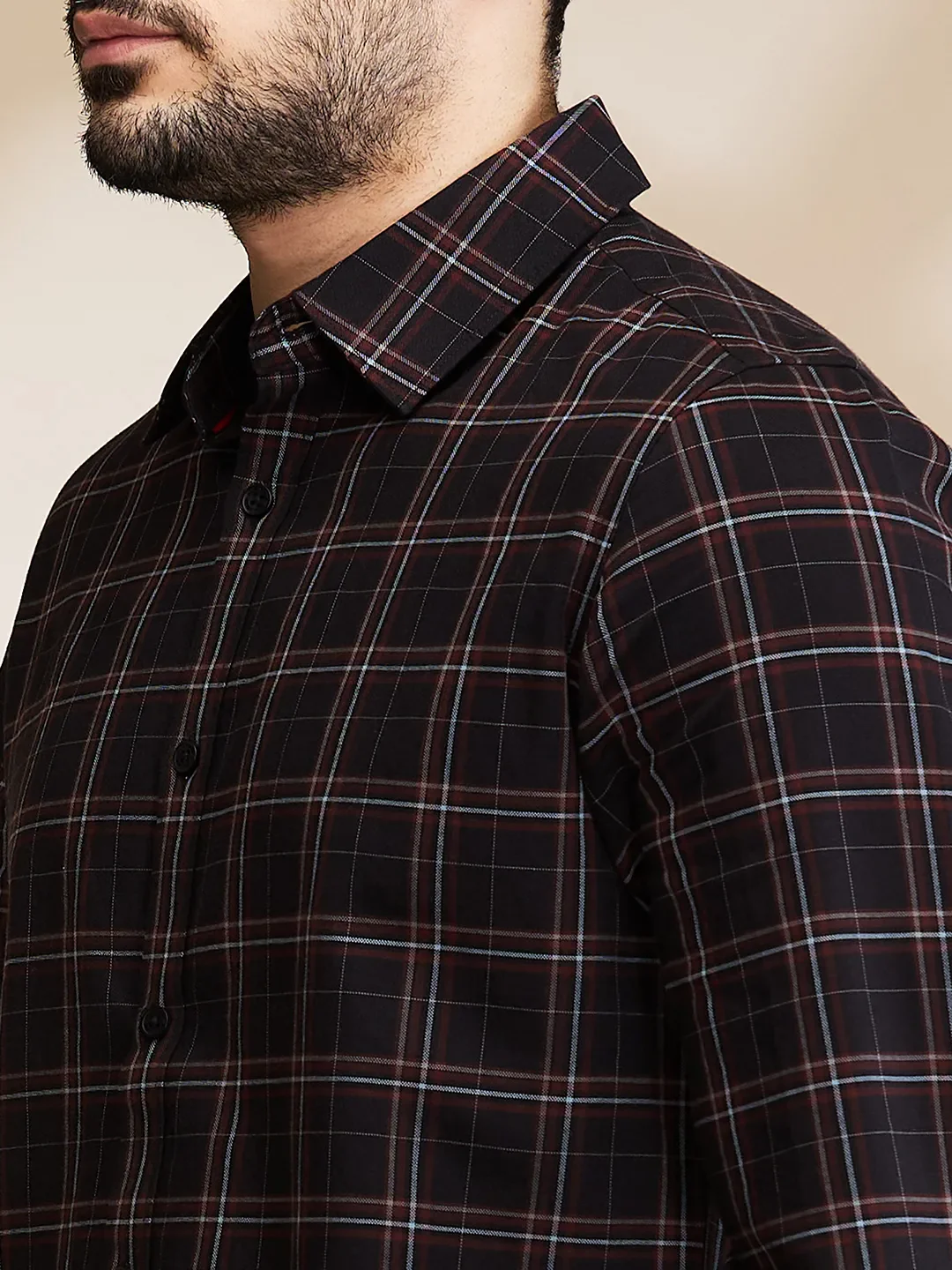 Black Slim Fit Regular Collar Men's Shirt by Being Human Clothing - Image 5