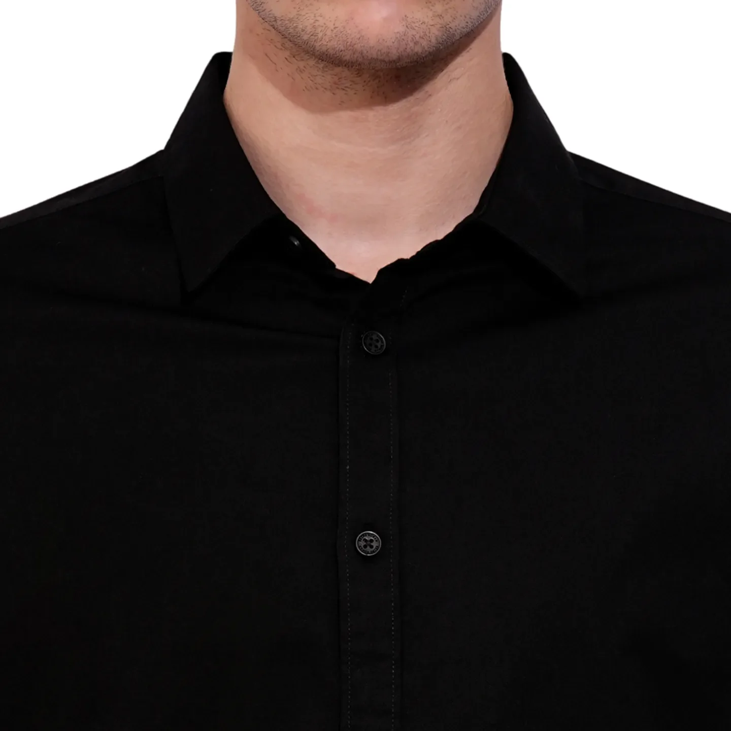 Black Slim Straight Fit Regular Collar Long Sleeves Men's Shirt by Being Human Clothing - Image 6