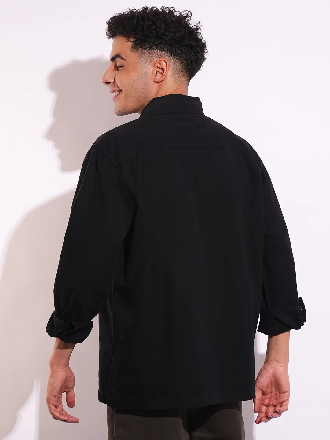 Black Moderno Fit Regular Collar Long Sleeves Men's Shirt by Being Human Clothing - Image 3