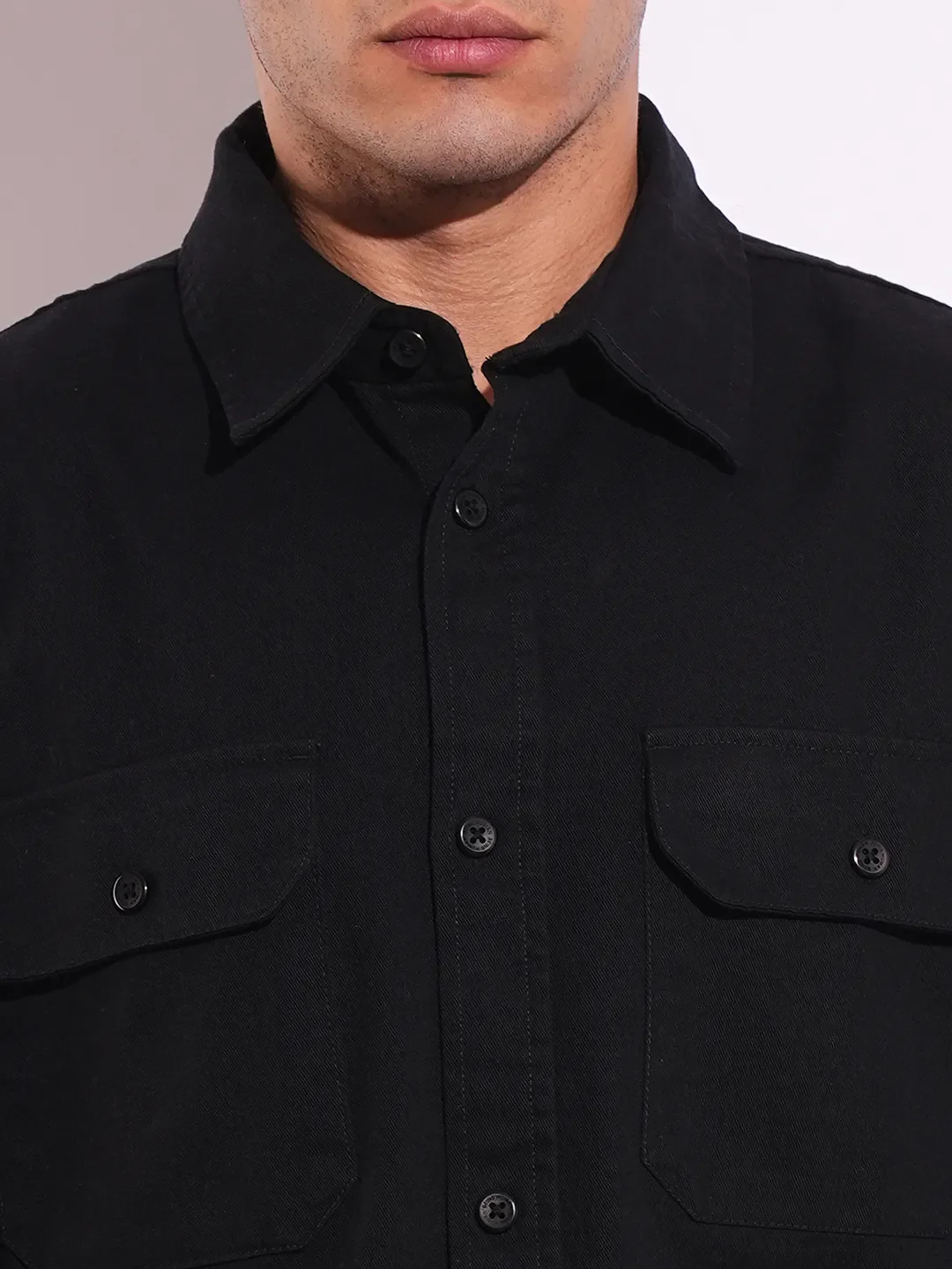 Black Moderno Fit Regular Collar Long Sleeves Men's Shirt by Being Human Clothing - Image 5