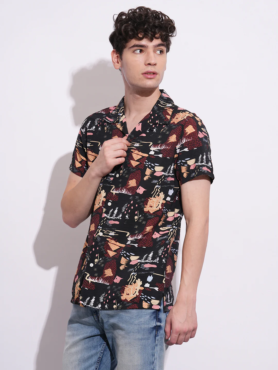 Black Regular Fit Regular Collar Men's Shirt by Being Human Clothing - Image 2