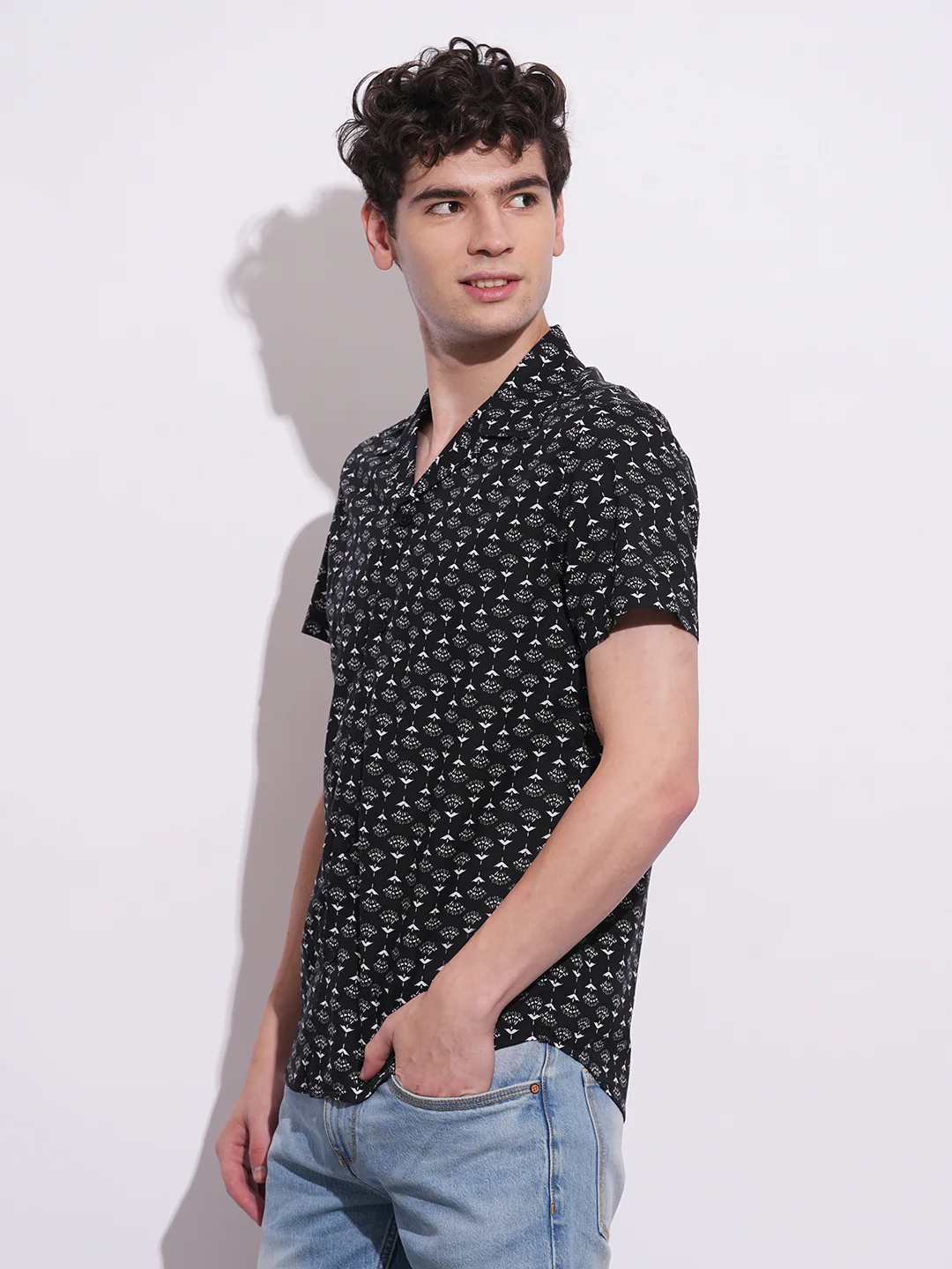 Black Slim Fit Regular Collar Men's Shirt by Being Human Clothing - Image 2