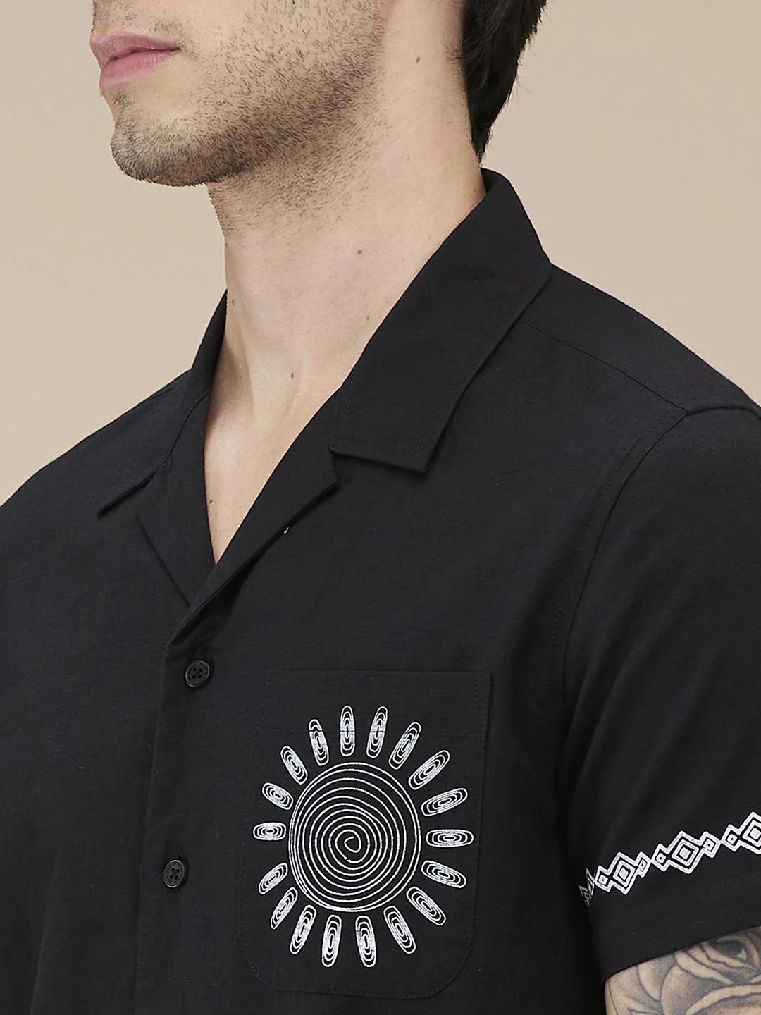 Black Regular Fit Regular Collar Men's Shirt by Being Human Clothing - Image 4