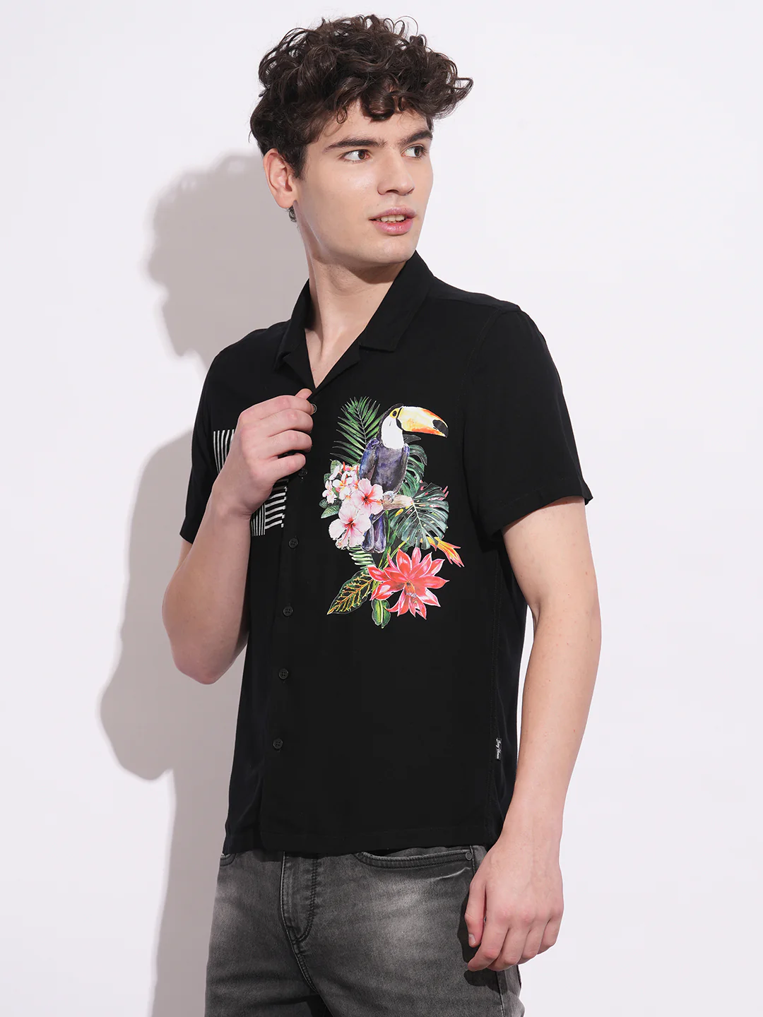 Black Regular Fit Regular Collar Men's Shirt by Being Human Clothing - Image 2