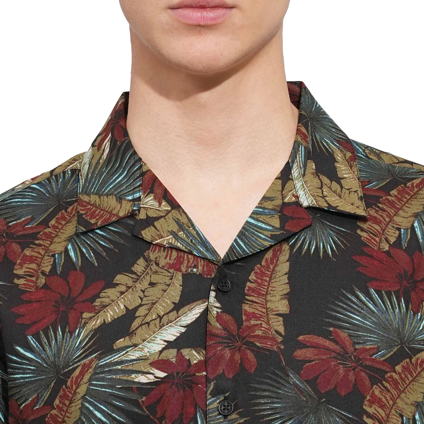 Black Slim Straight Fit Regular Collar Short Sleeves Men's Shirt by Being Human Clothing - Image 5