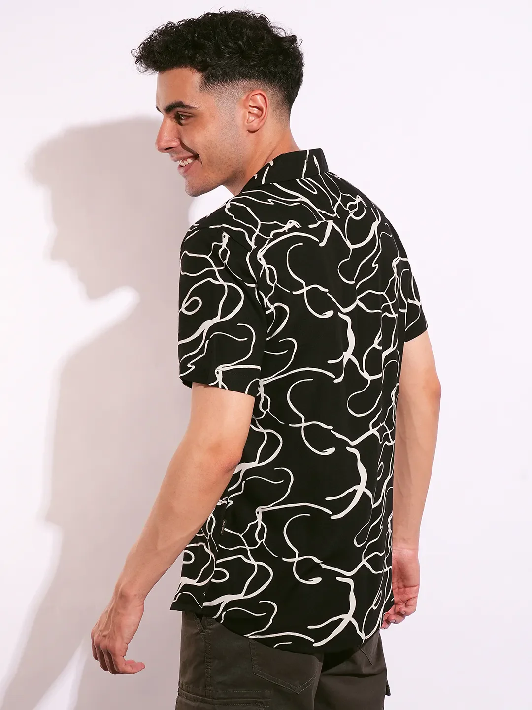 Black Regular Fit Regular Collar Short Sleeves Men's Shirt by Being Human Clothing - Image 3