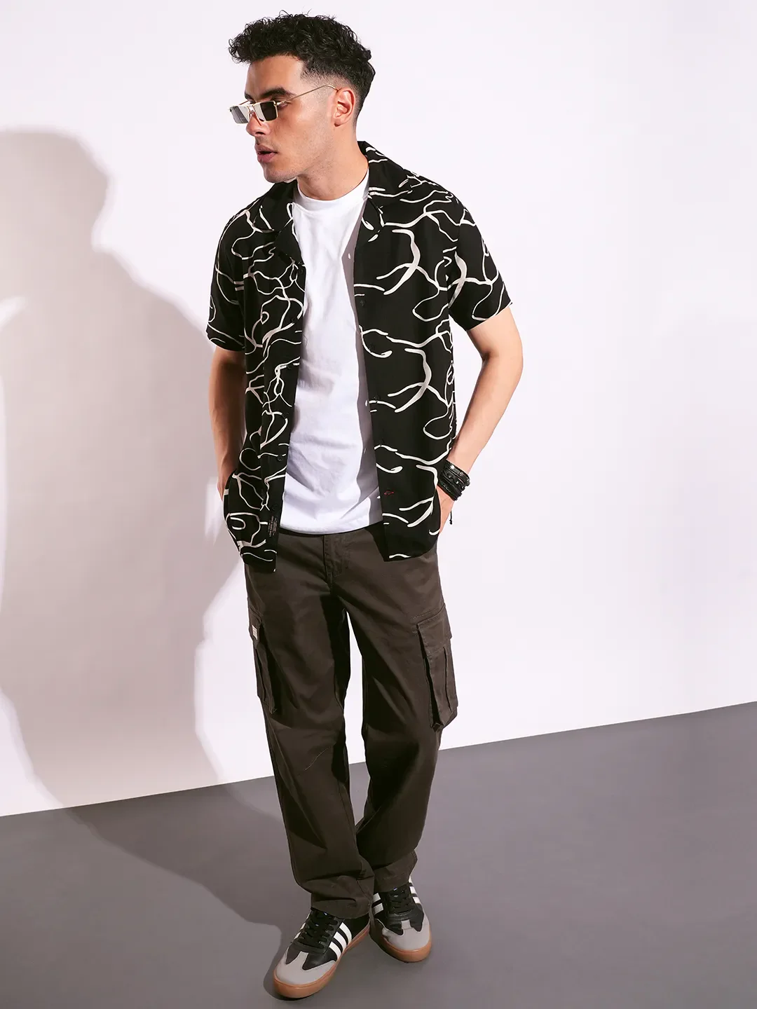 Black Regular Fit Regular Collar Short Sleeves Men's Shirt by Being Human Clothing - Image 4