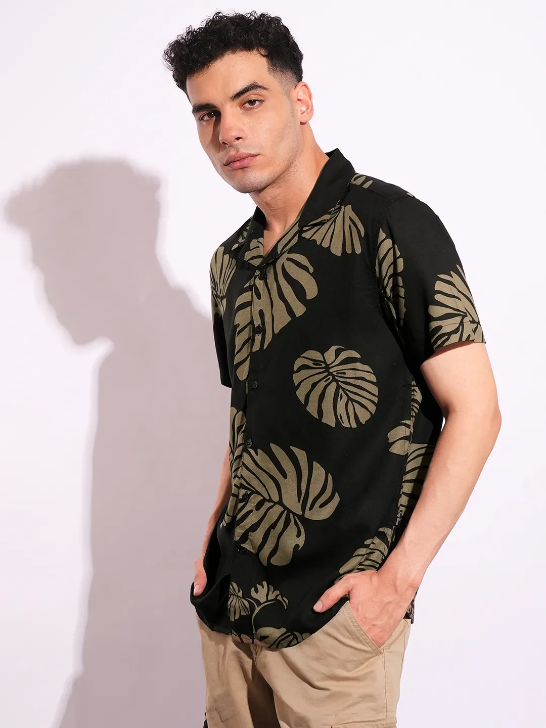 Black Regular Fit Regular Collar Short Sleeves Men's Shirt by Being Human Clothing - Image 2