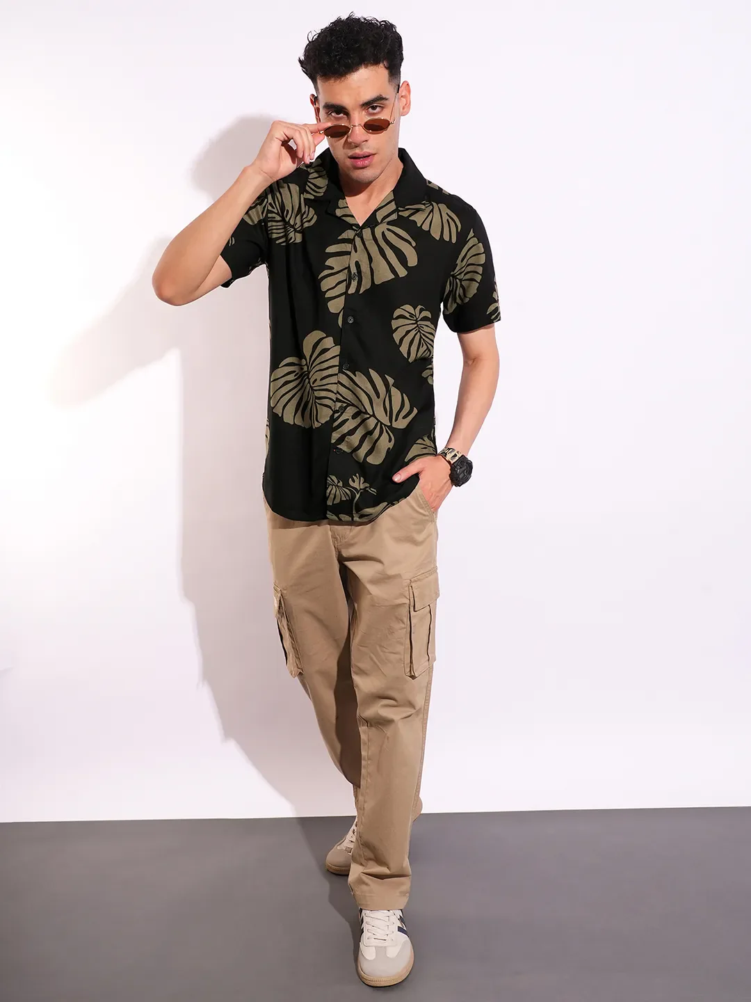 Black Regular Fit Regular Collar Short Sleeves Men's Shirt by Being Human Clothing - Image 4
