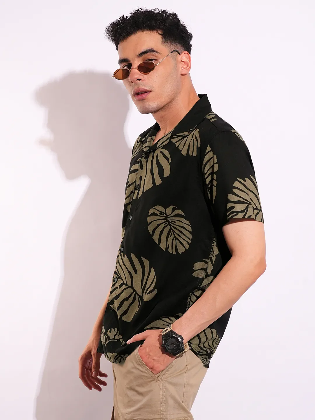 Black Regular Fit Regular Collar Short Sleeves Men's Shirt by Being Human Clothing - Image 6