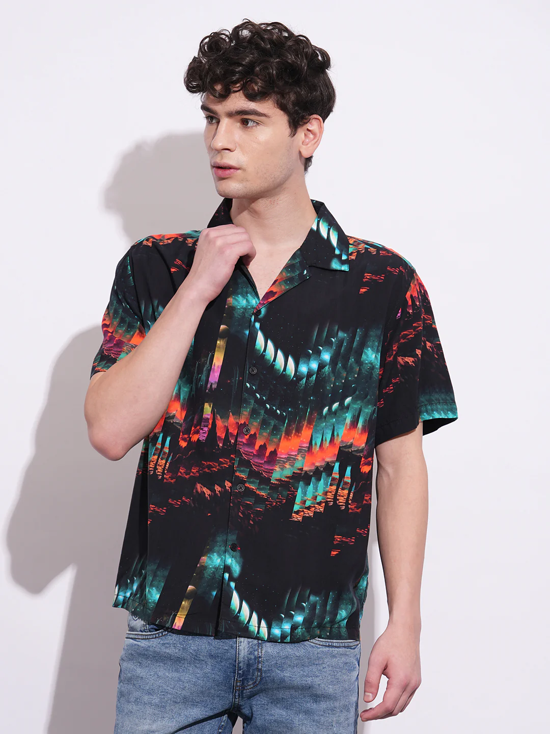 Black Easy Fit Regular Collar Men's Shirt by Being Human Clothing