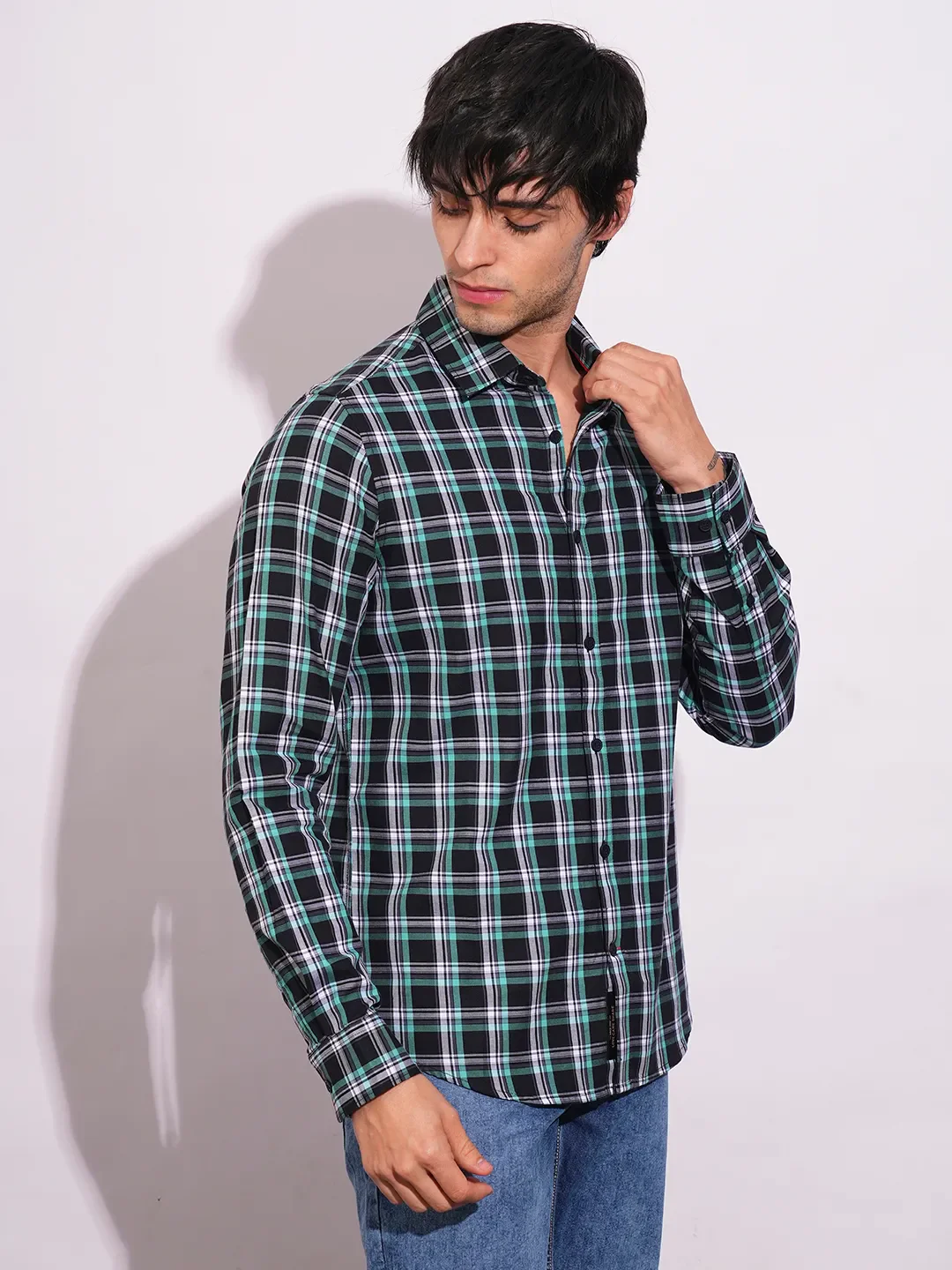Black Slim Fit Regular Collar Men's Shirt by Being Human Clothing - Image 2