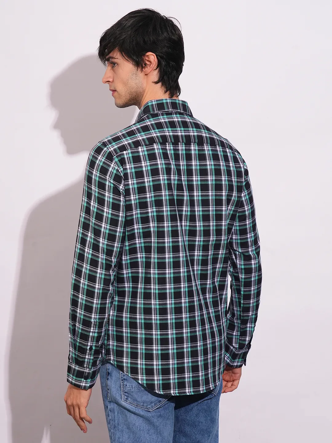 Black Slim Fit Regular Collar Men's Shirt by Being Human Clothing - Image 3