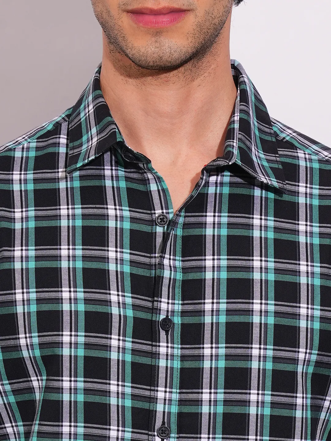 Black Slim Fit Regular Collar Men's Shirt by Being Human Clothing - Image 5