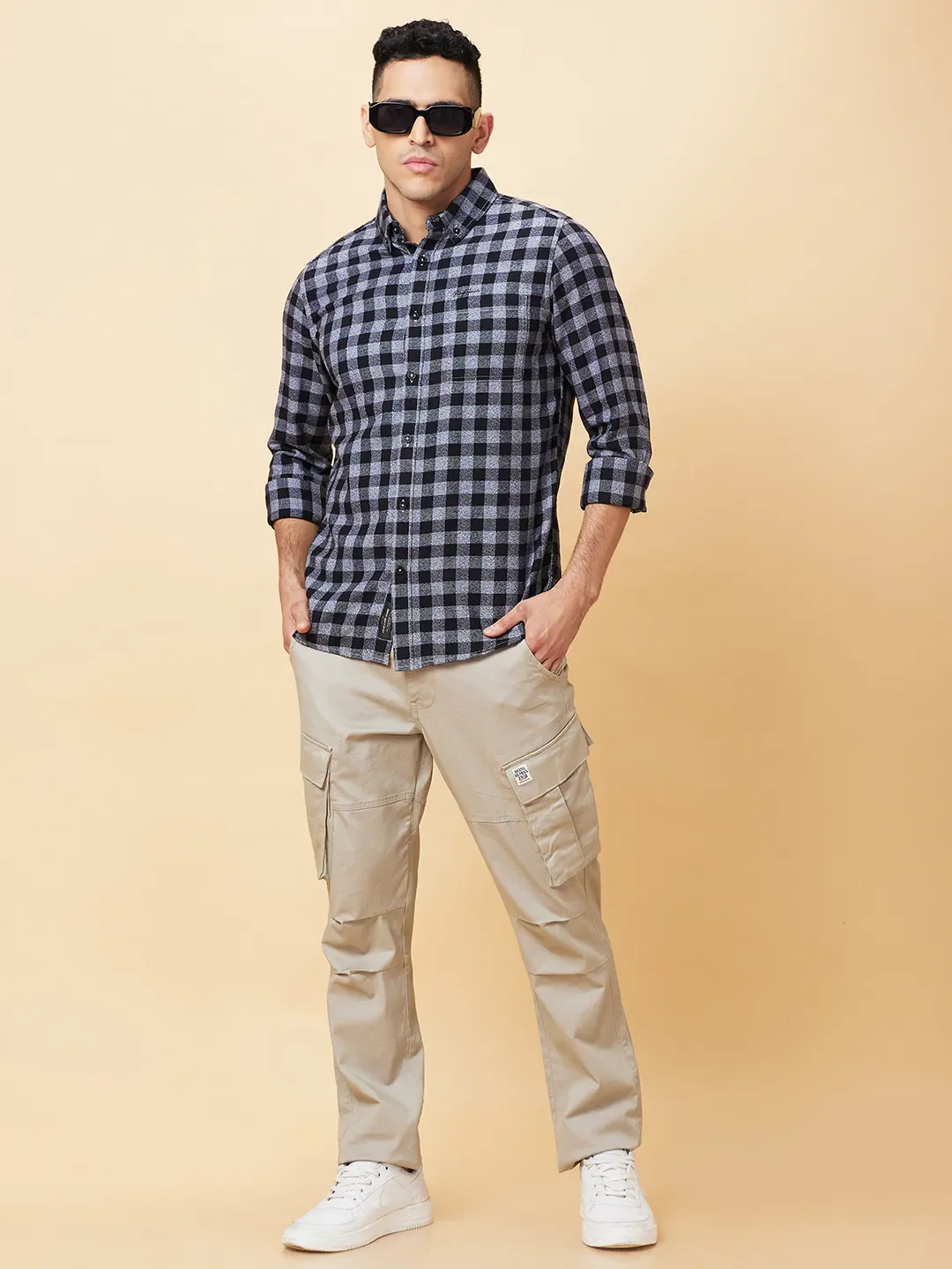 Black Slim Fit Regular Collar Men's Shirt by Being Human Clothing - Image 6