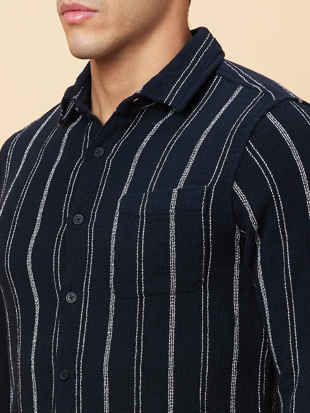 Black Slim Fit Regular Collar Men's Shirt by Being Human Clothing - Image 5
