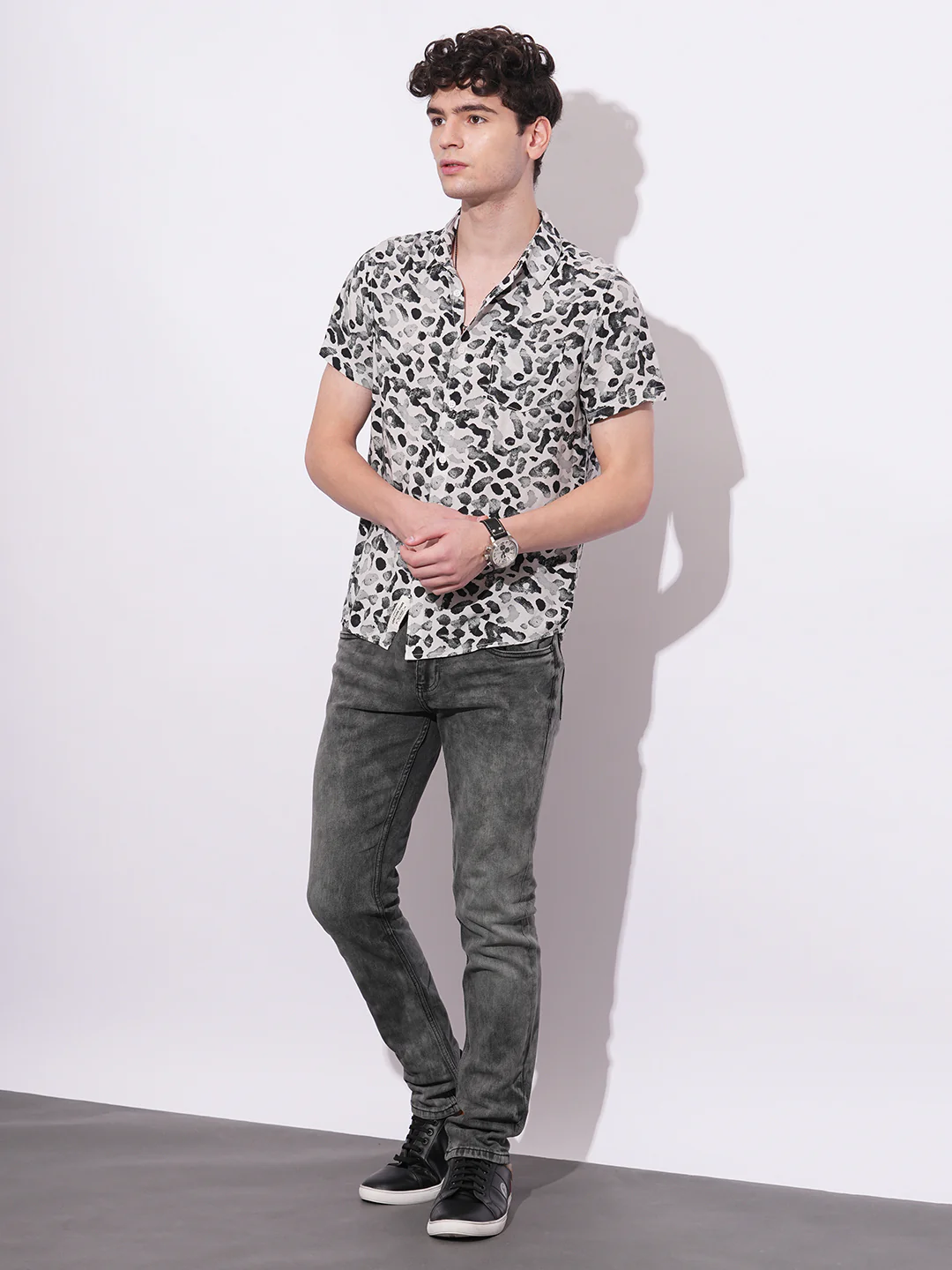 Black Regular Fit Regular Collar Men's Shirt by Being Human Clothing - Image 5