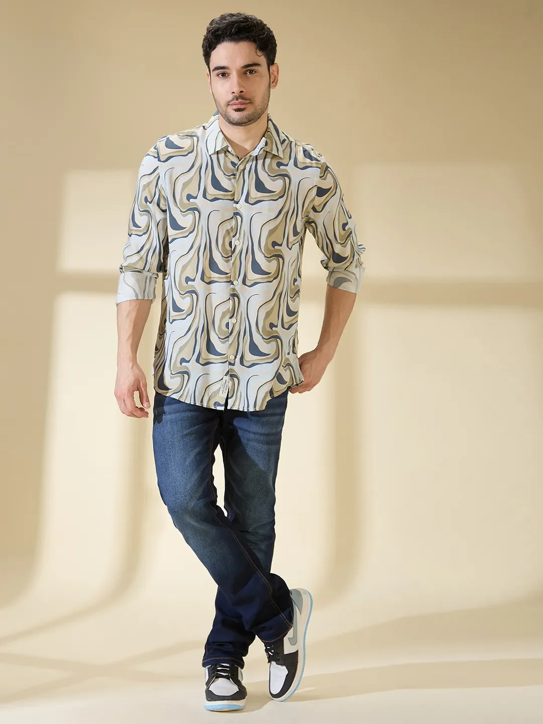 Blue Regular Fit Regular Collar Men's Shirt by Being Human Clothing - Image 2