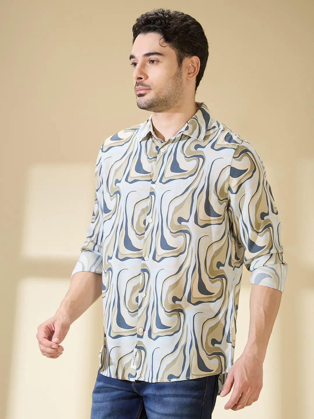 Blue Regular Fit Regular Collar Men's Shirt by Being Human Clothing - Image 4