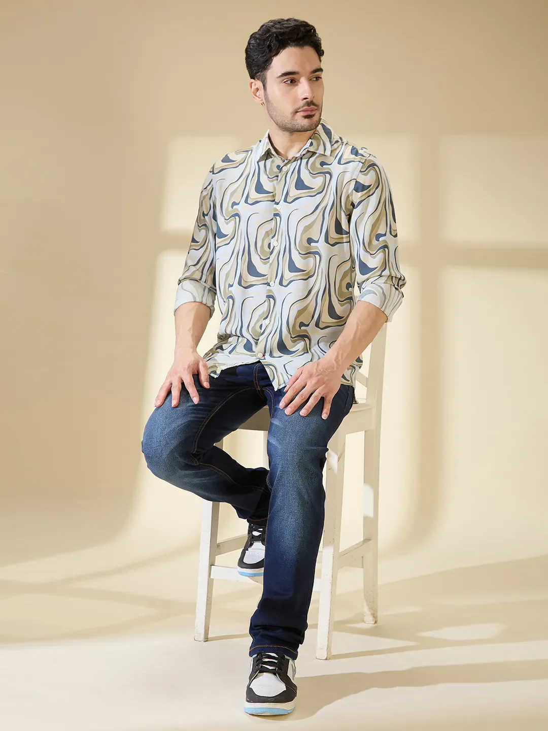 Blue Regular Fit Regular Collar Men's Shirt by Being Human Clothing - Image 6