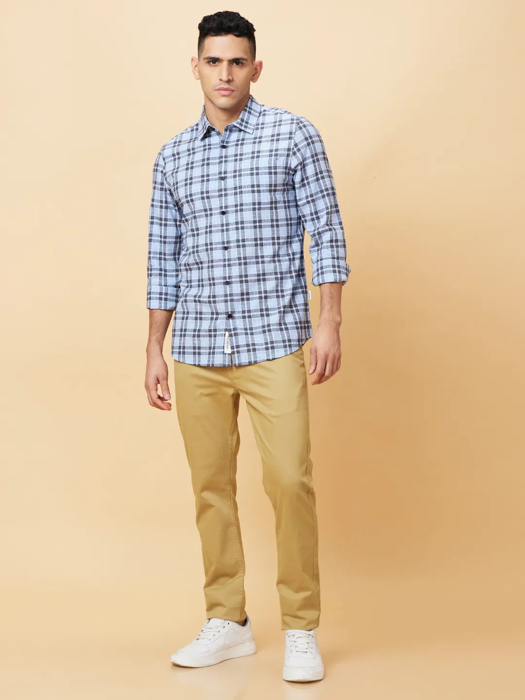 Blue Slim Fit Regular Collar Men's Shirt by Being Human Clothing - Image 2