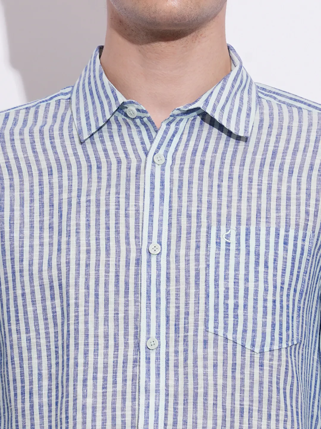Blue Moderno Fit Regular Collar Long Sleeves Men's Shirt by Being Human Clothing - Image 5