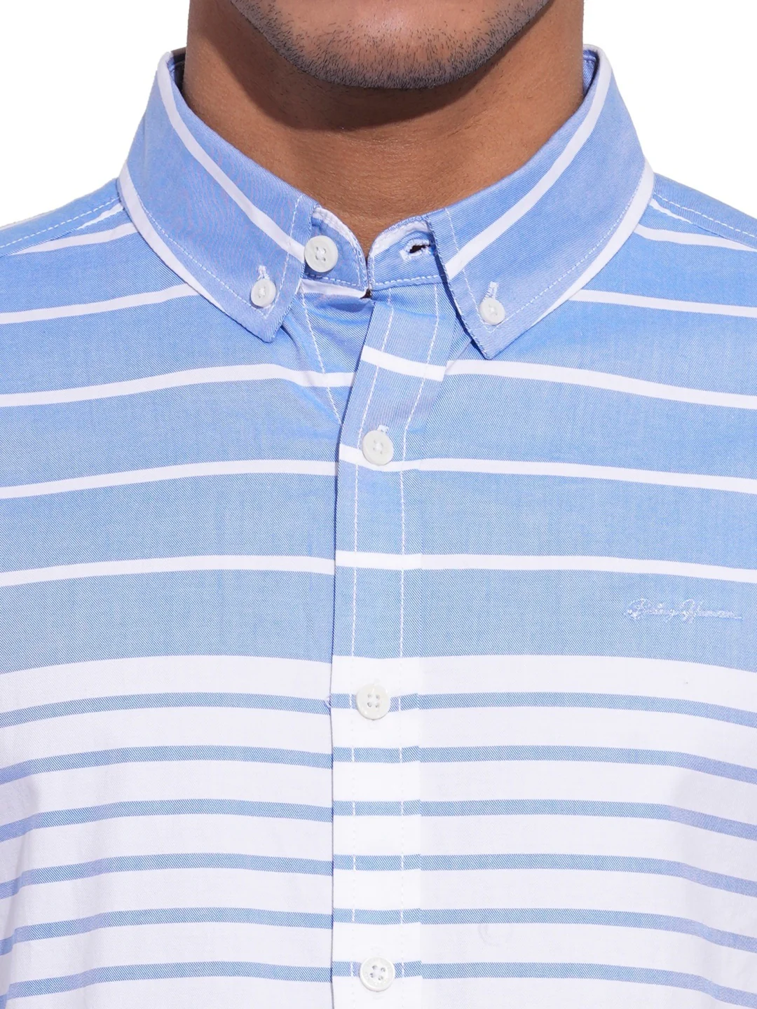 Blue Regular Fit Regular Collar Men's Shirt by Being Human Clothing - Image 3