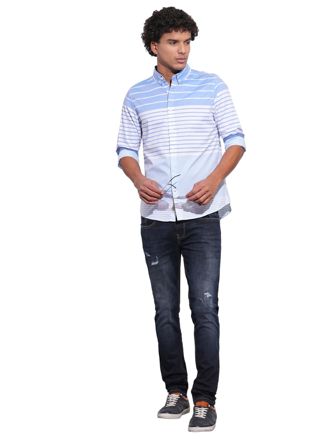 Blue Regular Fit Regular Collar Men's Shirt by Being Human Clothing - Image 4