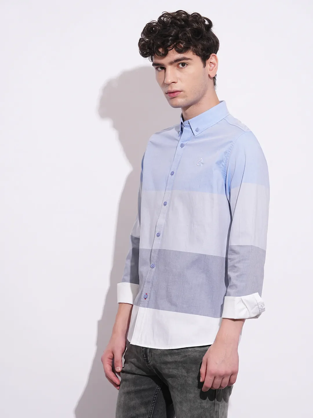 Blue Regular Fit Regular Collar Men's Shirt by Being Human Clothing - Image 2