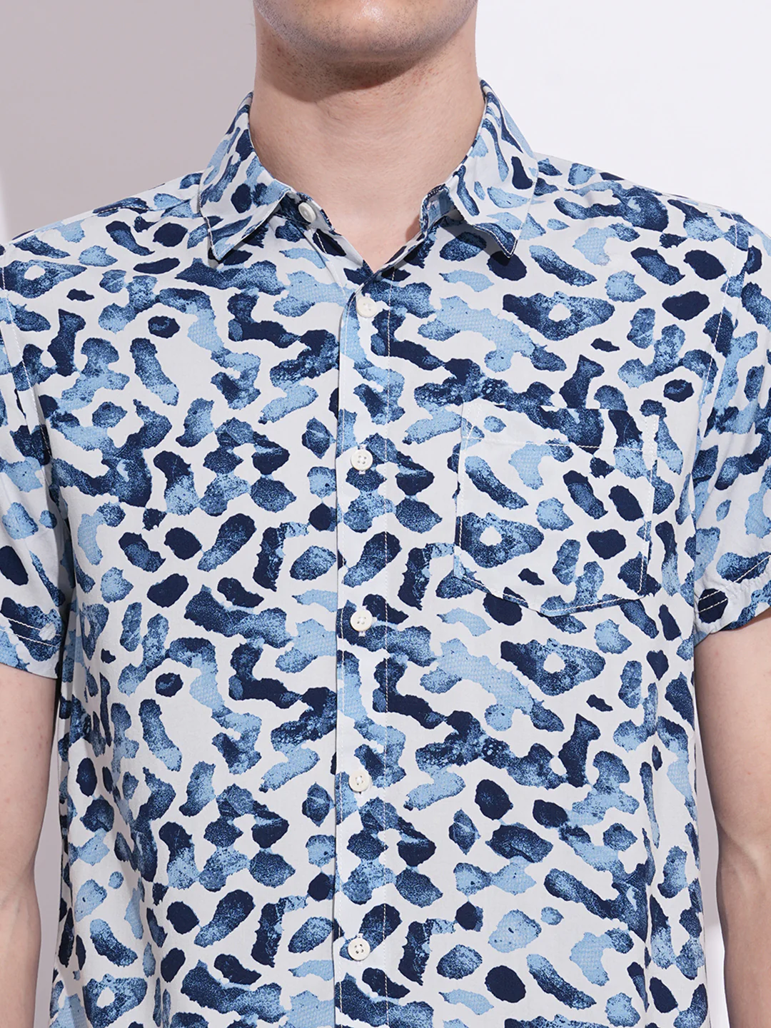 Blue Regular Fit Regular Collar Men's Shirt by Being Human Clothing - Image 4