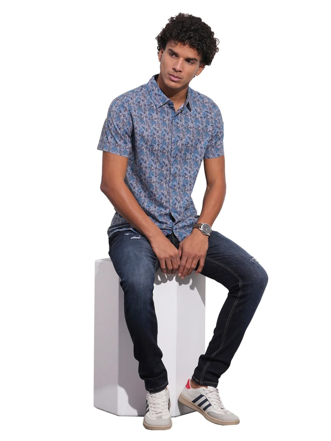 Blue Regular Fit Regular Collar Men's Shirt by Being Human Clothing - Image 5
