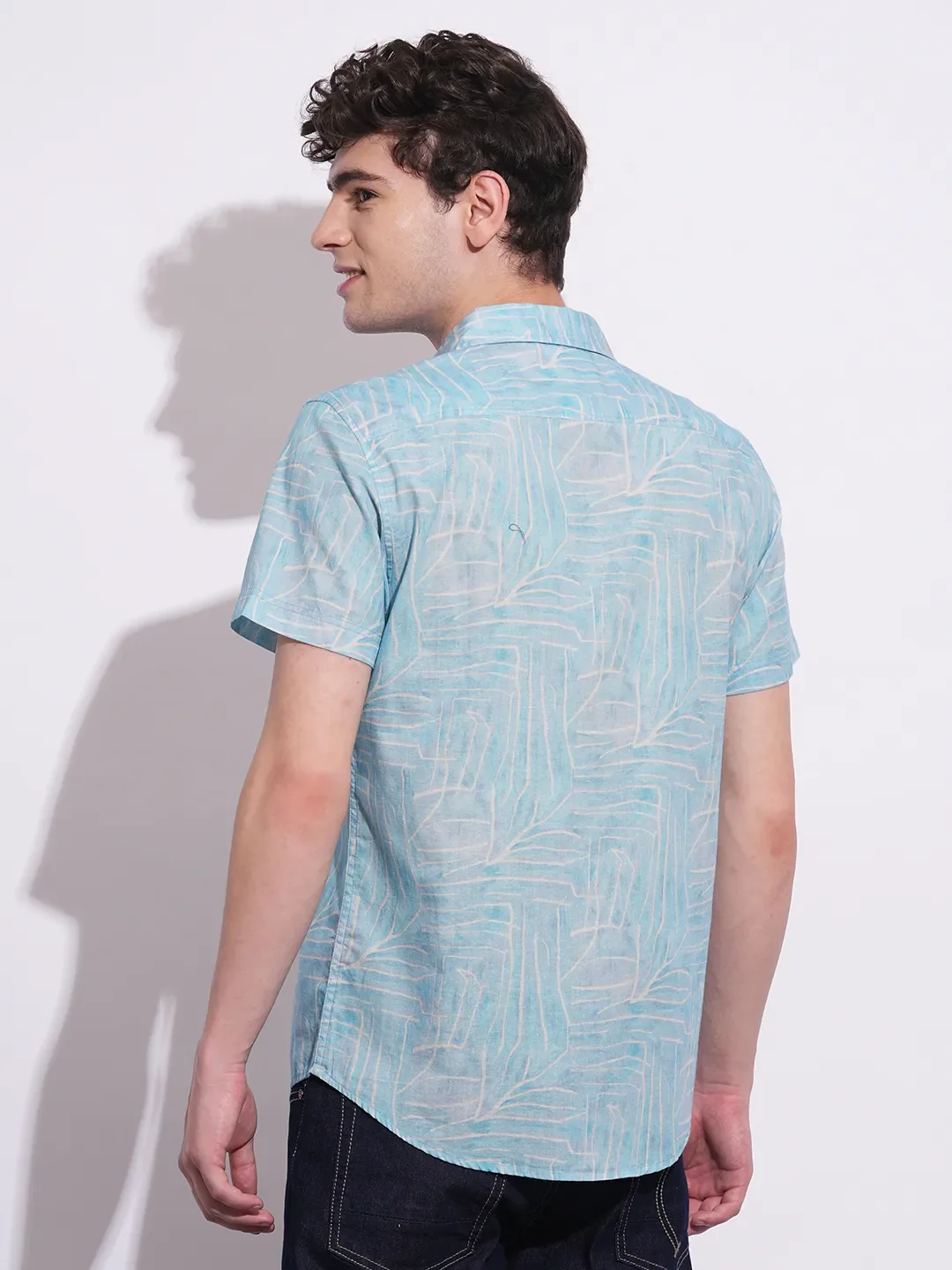 Blue Regular Fit Regular Collar Men's Shirt by Being Human Clothing - Image 3