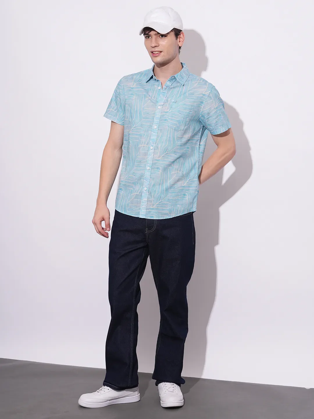 Blue Regular Fit Regular Collar Men's Shirt by Being Human Clothing - Image 4