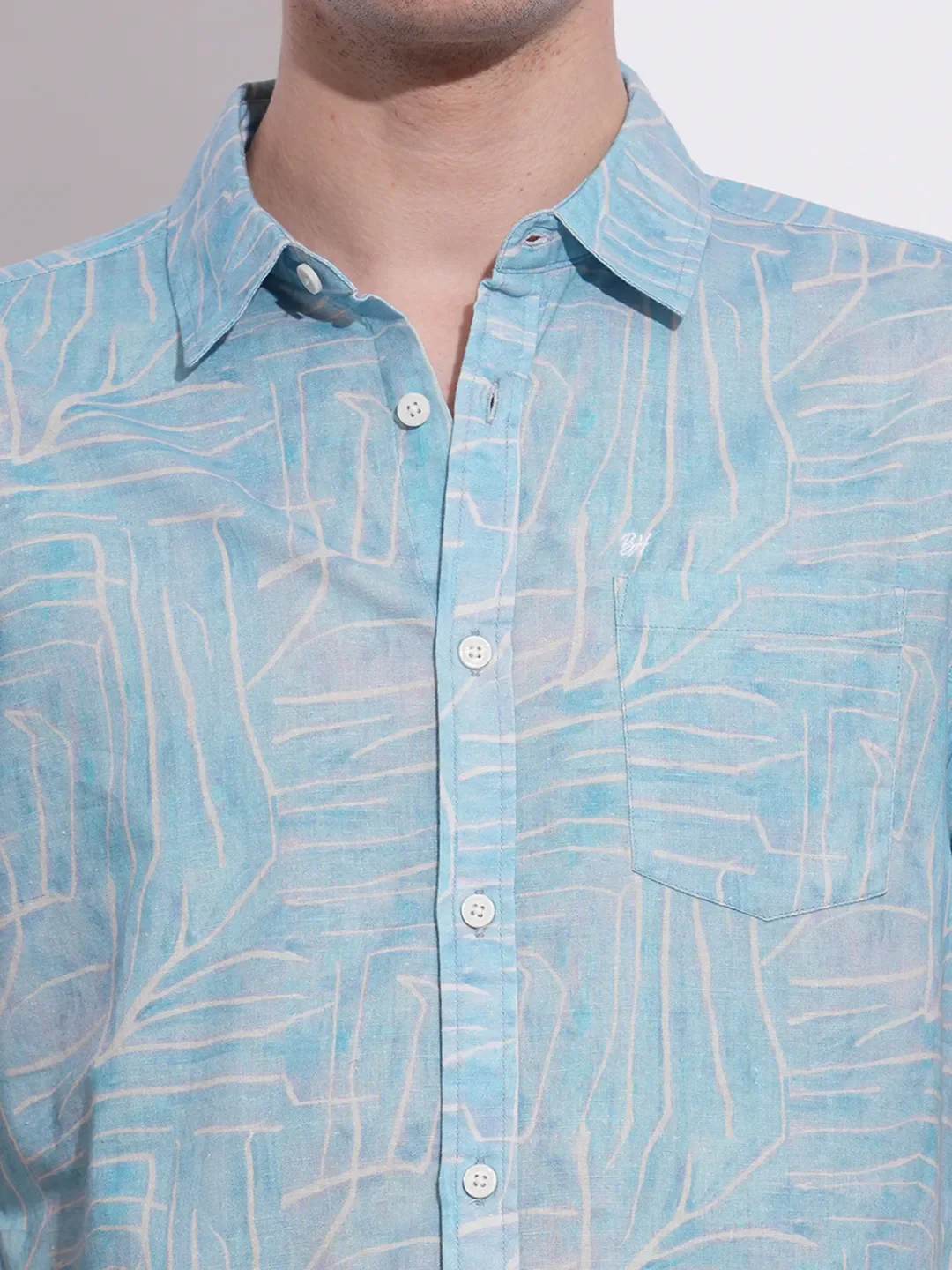 Blue Regular Fit Regular Collar Men's Shirt by Being Human Clothing - Image 5