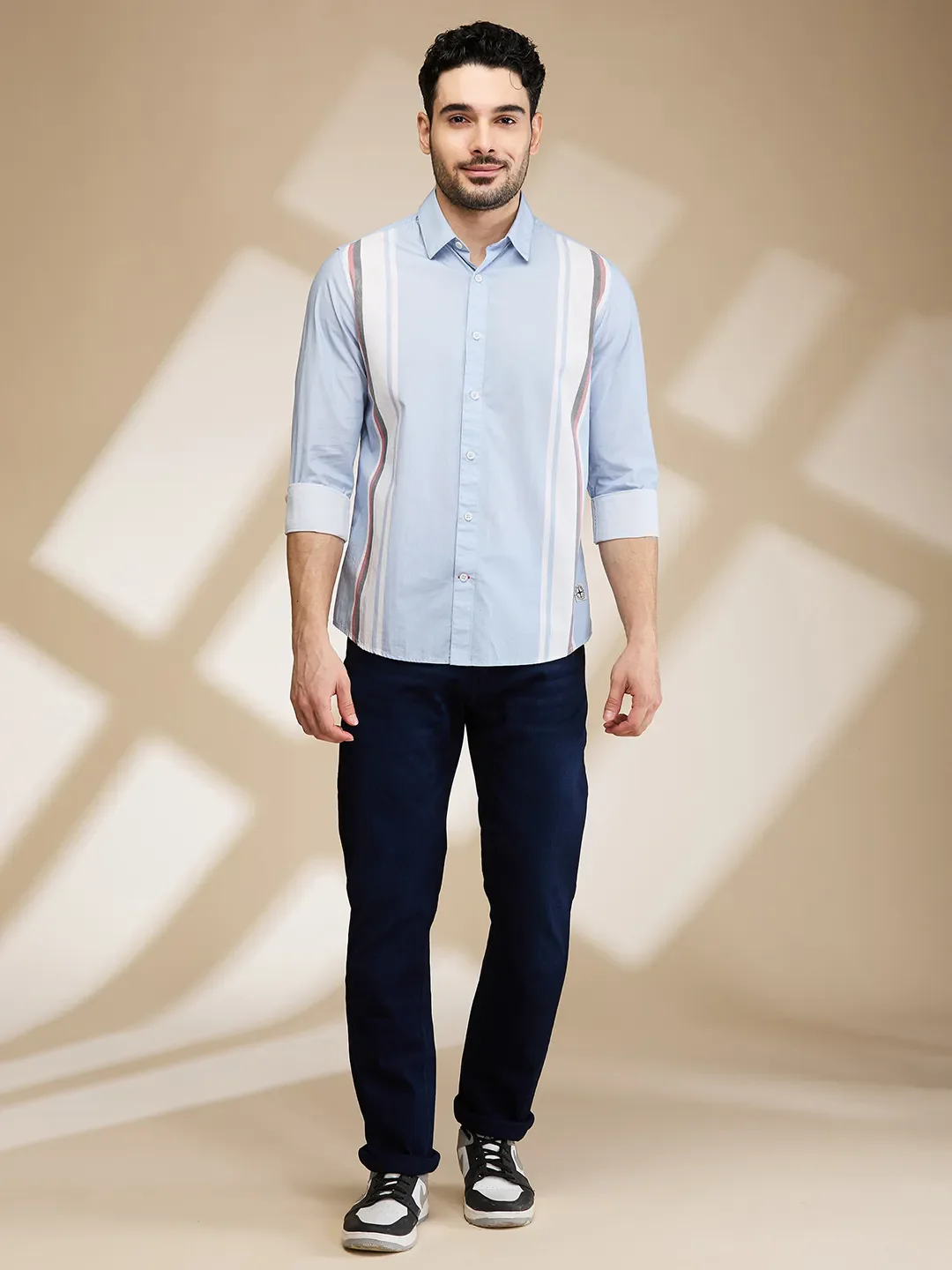 Blue Slim Fit Regular Collar Men's Shirt by Being Human Clothing - Image 2