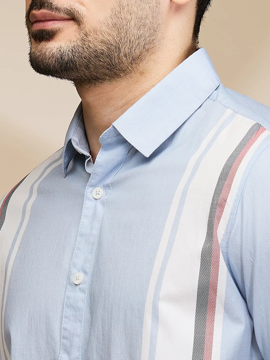 Blue Slim Fit Regular Collar Men's Shirt by Being Human Clothing - Image 5