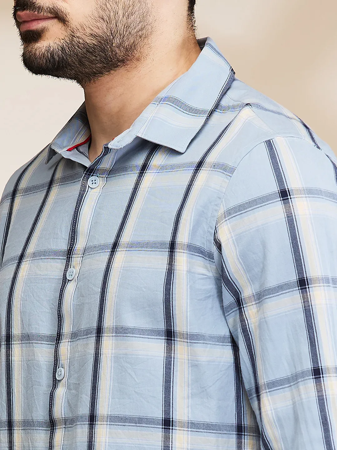 Blue Slim Fit Regular Collar Men's Shirt by Being Human Clothing - Image 5