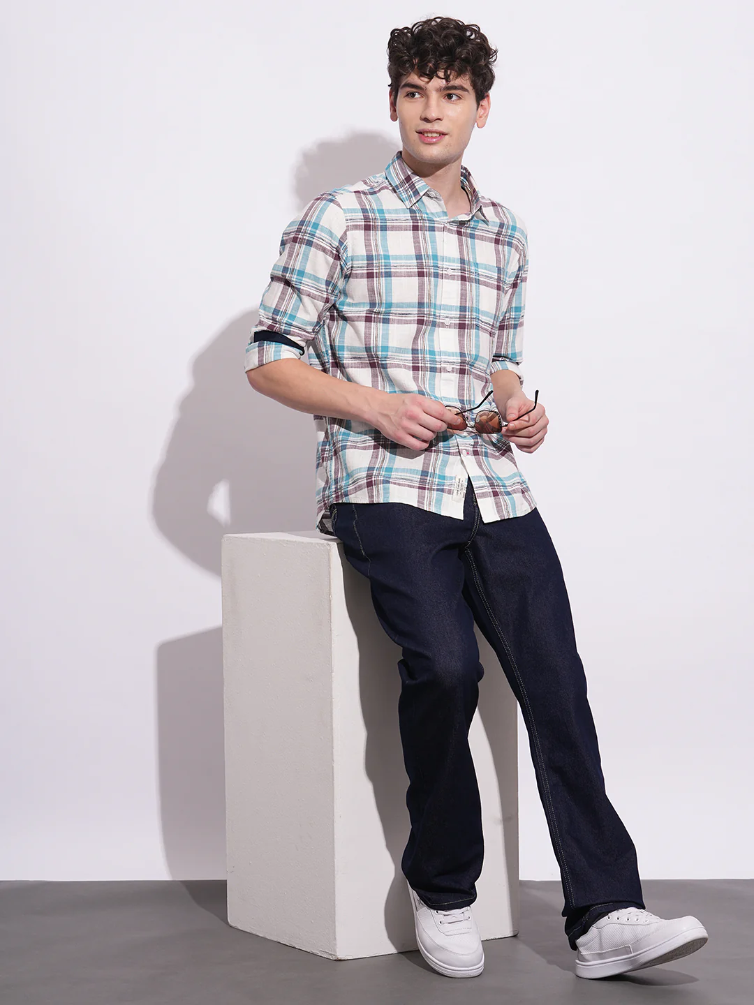Blue Regular Fit Regular Collar Men's Shirt by Being Human Clothing - Image 5
