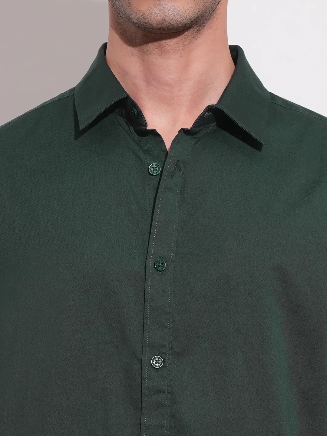Green Slim Straight Fit Regular Collar Long Sleeves Men's Shirt by Being Human Clothing - Image 5