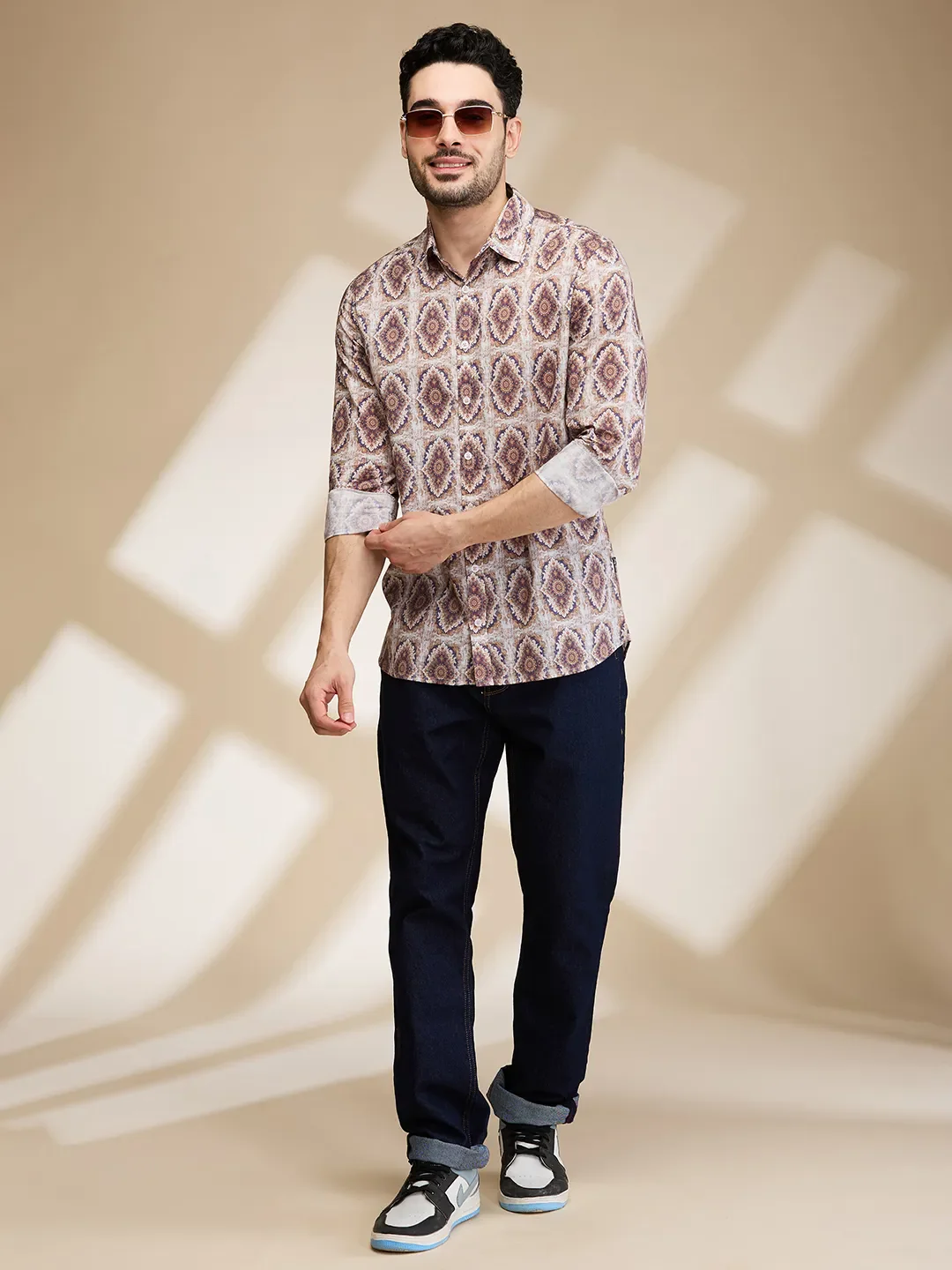 Brown Slim Fit Regular Collar Men's Shirt by Being Human Clothing - Image 6