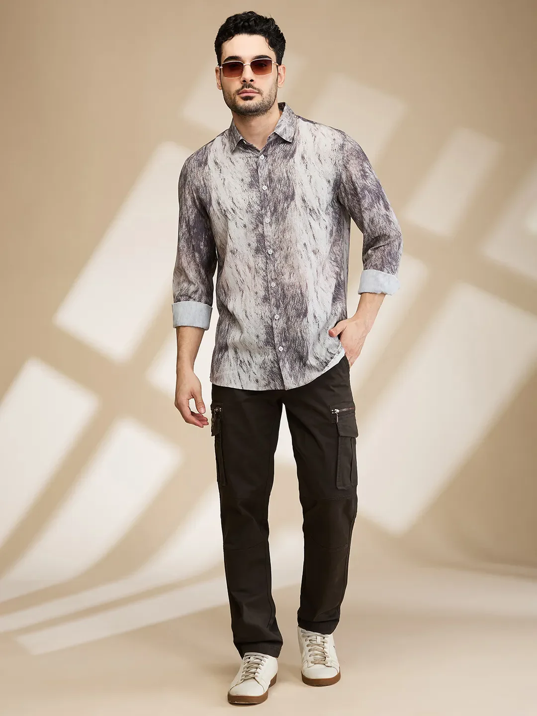 Brown Slim Fit Regular Collar Men's Shirt by Being Human Clothing - Image 6