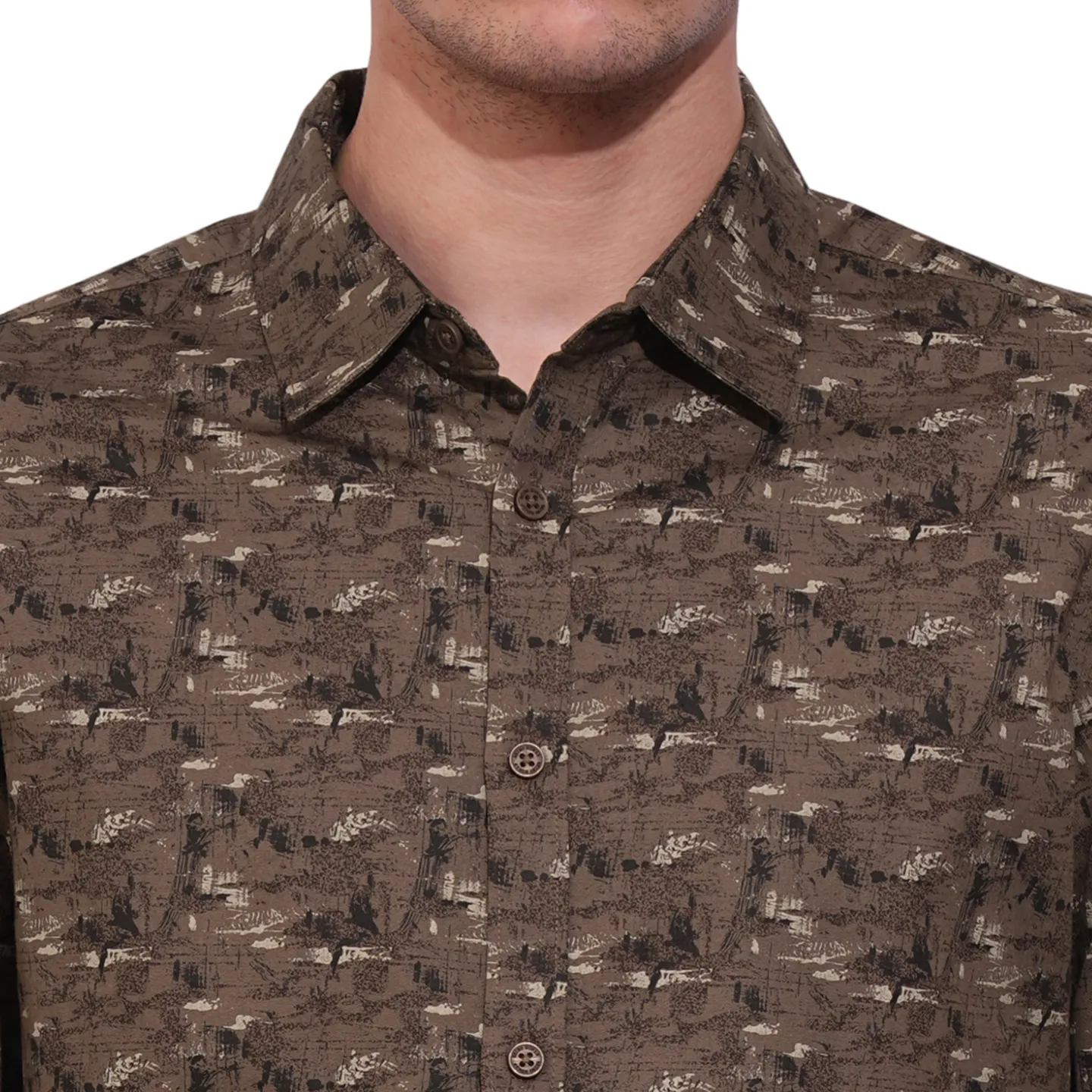 Brown Slim Fit Regular Collar Men's Shirt by Being Human Clothing - Image 5