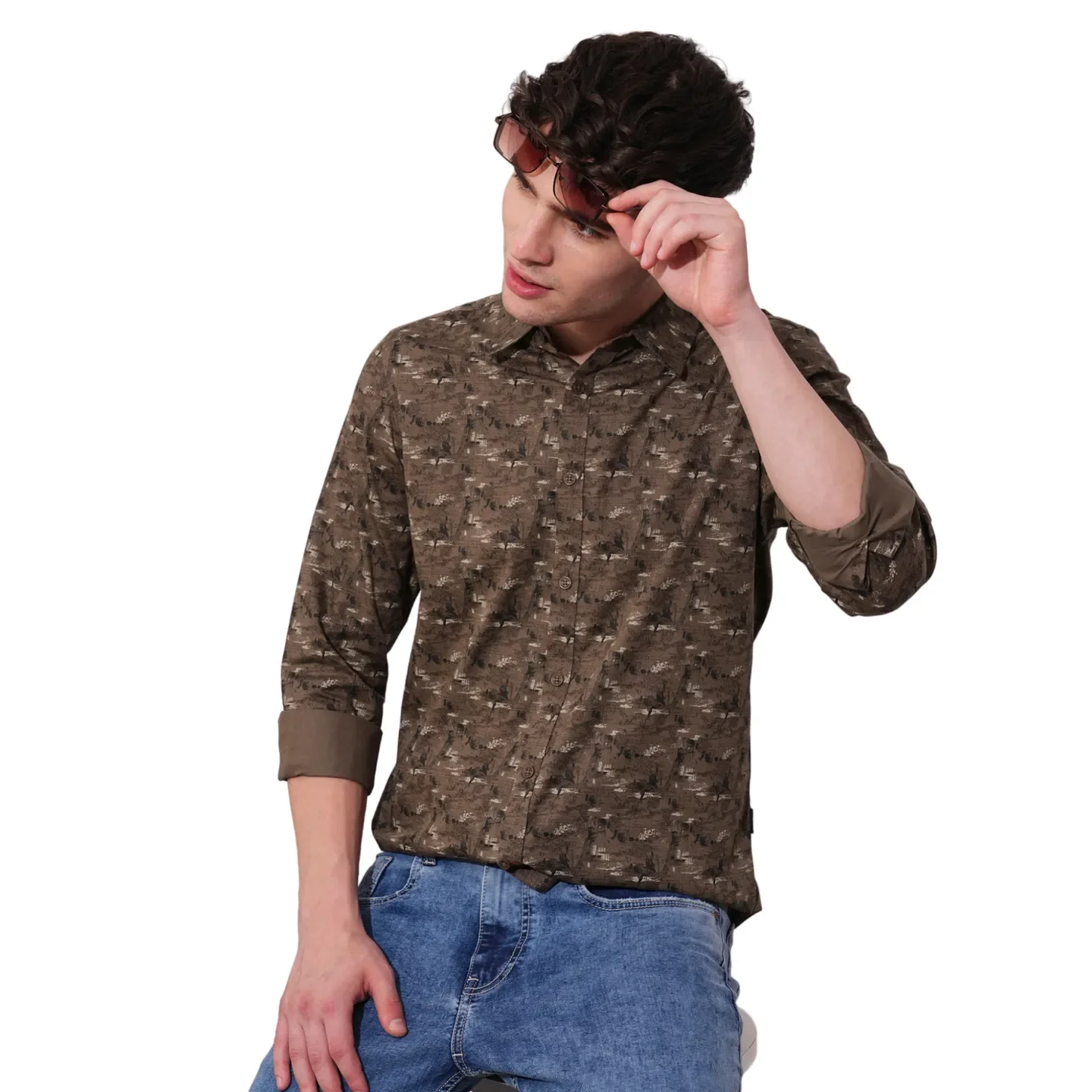 Brown Slim Fit Regular Collar Men's Shirt by Being Human Clothing - Image 6