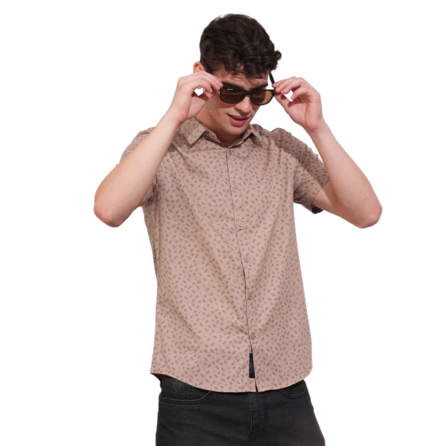 Brown Slim Straight Fit Regular Collar Long Sleeves Men's Shirt by Being Human Clothing - Image 6