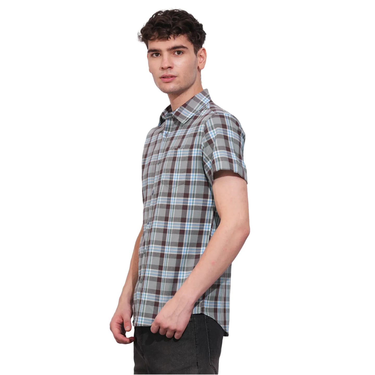 Brown Slim Fit Regular Collar Men's Shirt by Being Human Clothing - Image 2