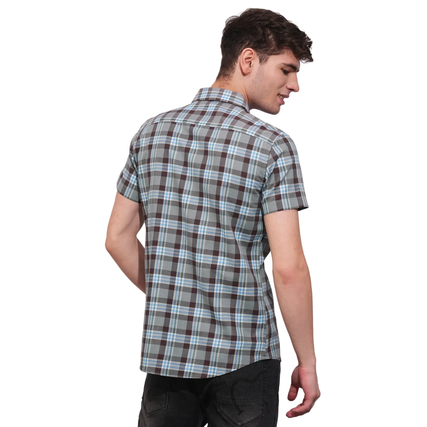 Brown Slim Fit Regular Collar Men's Shirt by Being Human Clothing - Image 3