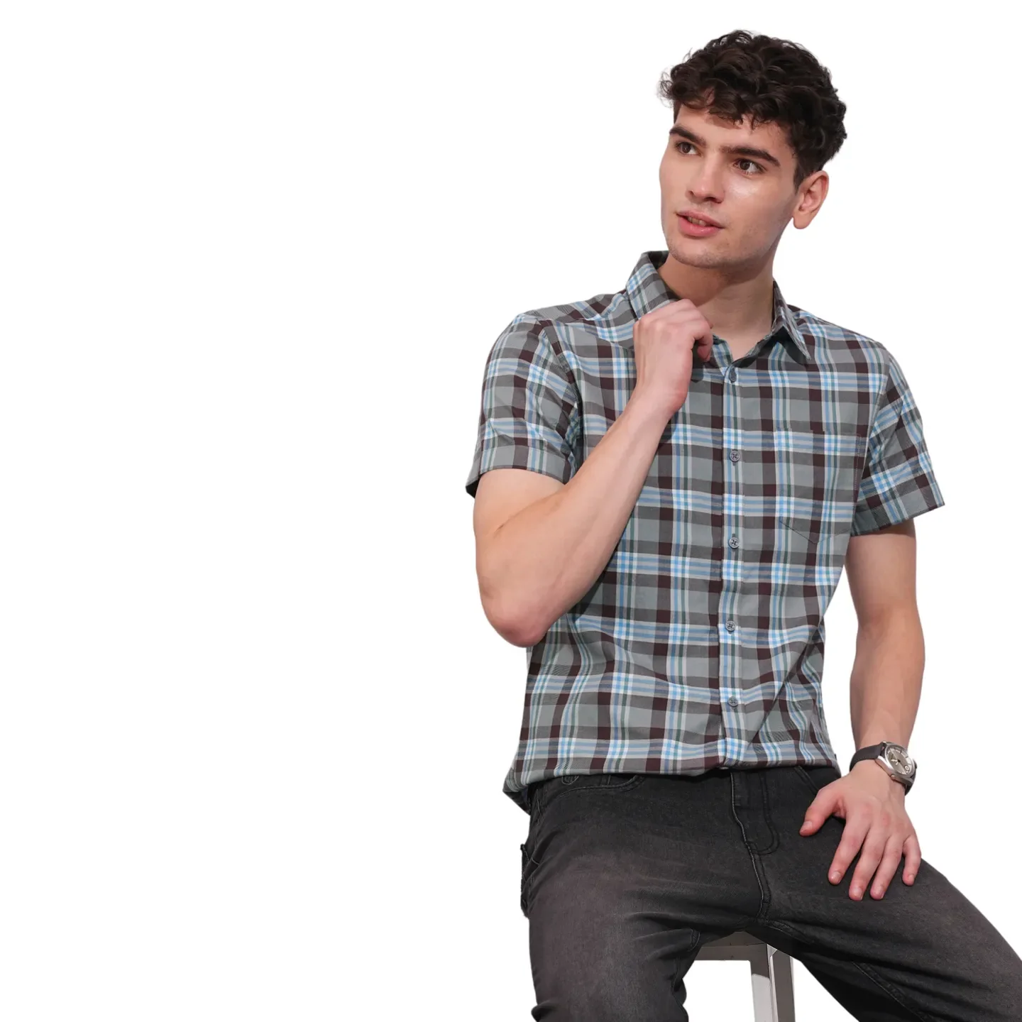 Brown Slim Fit Regular Collar Men's Shirt by Being Human Clothing - Image 6