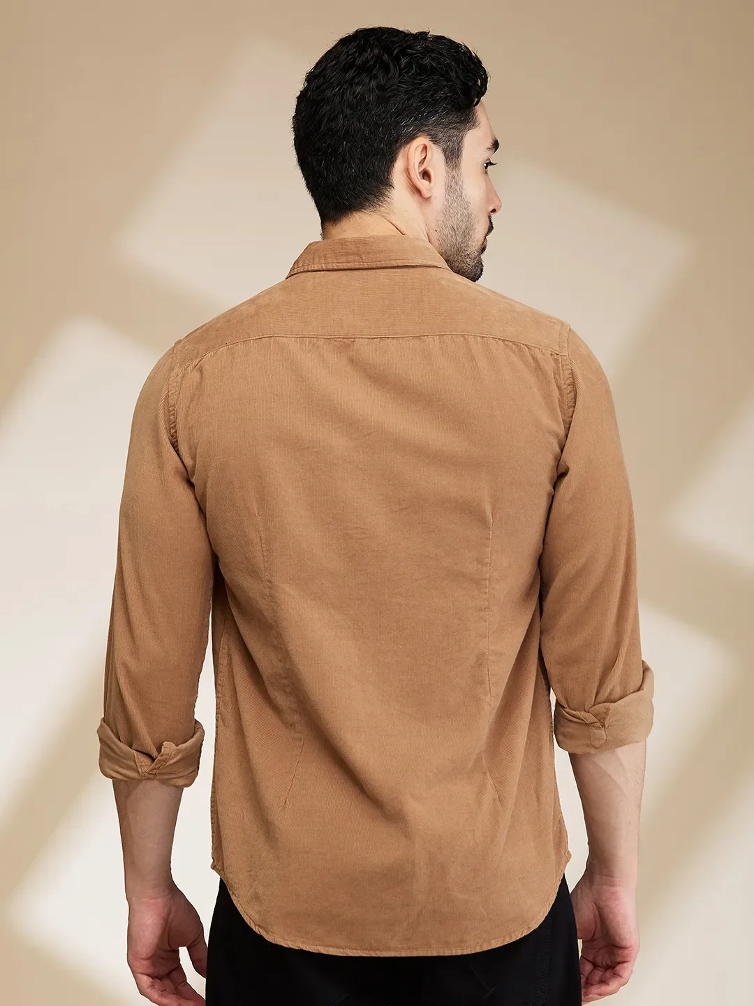 Brown Slim Fit Regular Collar Men's Shirt by Being Human Clothing - Image 3