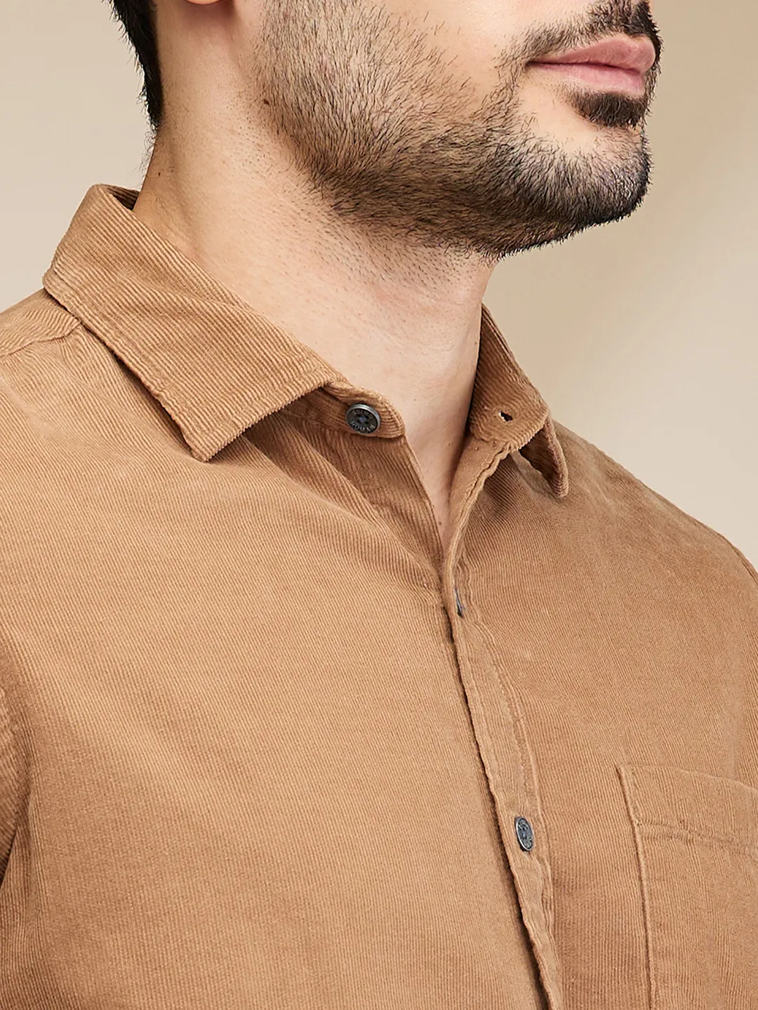 Brown Slim Fit Regular Collar Men's Shirt by Being Human Clothing - Image 5