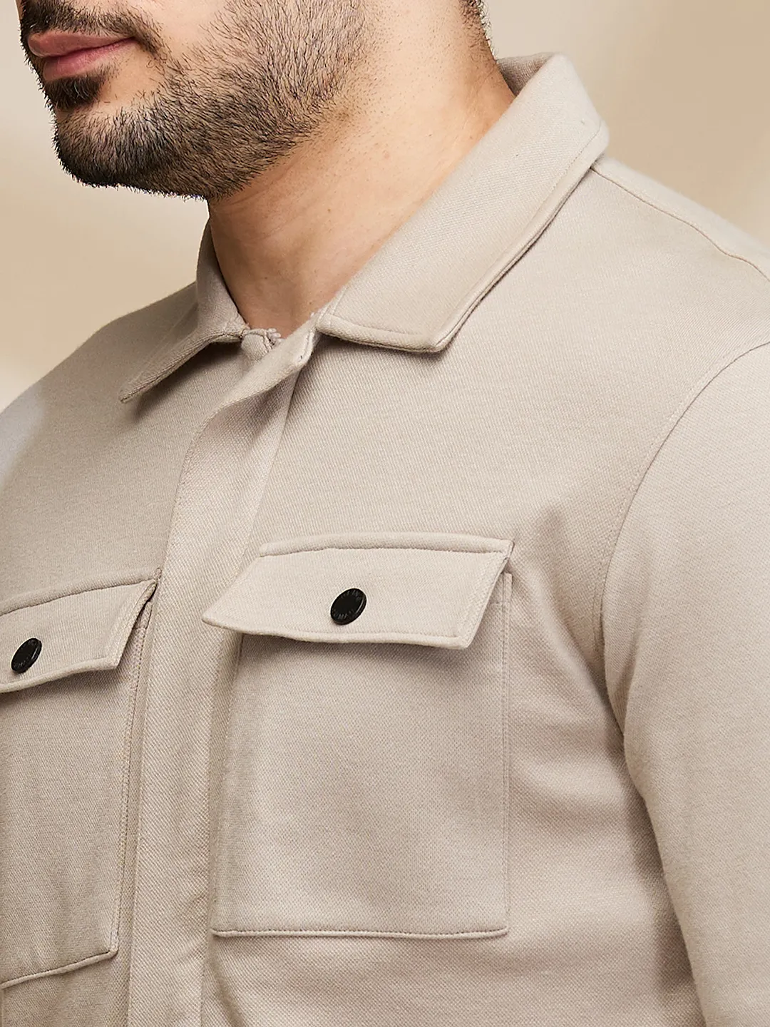 Grey Slim Fit Regular Collar Men's Shirt by Being Human Clothing - Image 5